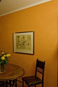 Spachtelputz Baumwolle orange esszimmer